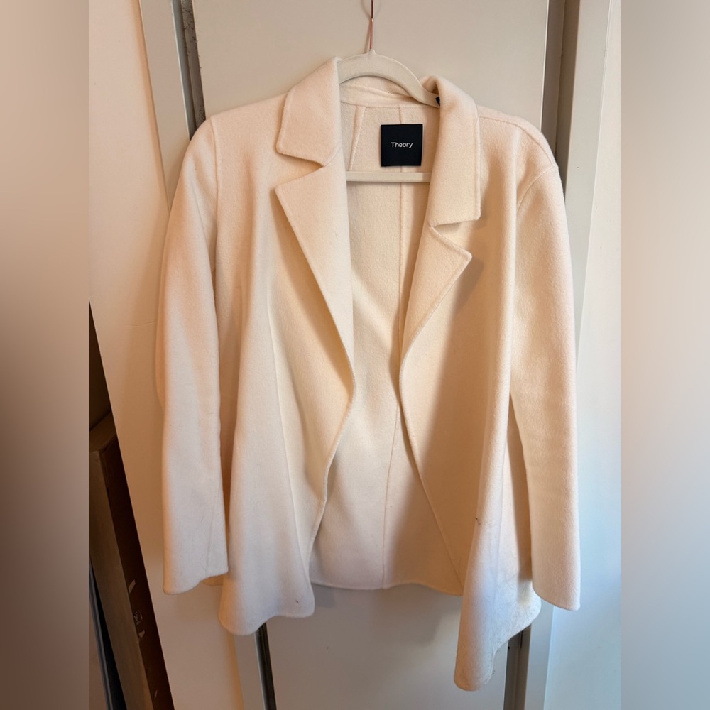 Theory Women's Cream Wool Jacket / Blazer